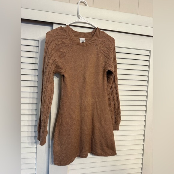 ABERCROMBIE KIDS A&F Brown/Tan Kids/Girls Cable Knit Sweater Dress size 9/10 - Picture 2 of 4